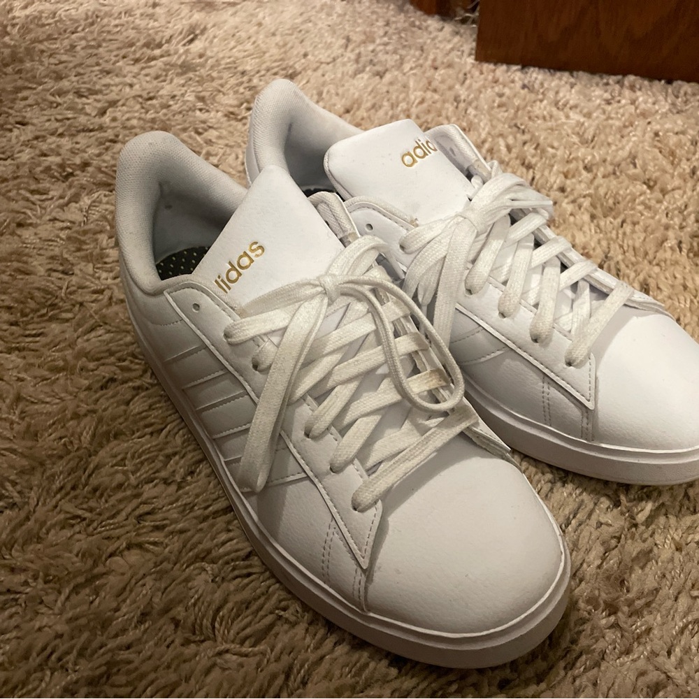 Adidas White and Gold Sneakers